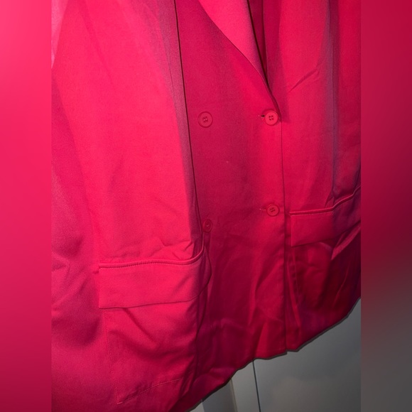 Plus Hot Pink Sleeveless Shoulder Pad Double Breasted Blazer Dress - from PLT - Picture 8 of 8